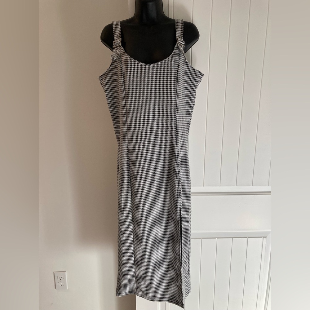 NEW Forever 21 Black White Houndstooth Midi Dress w/ Matching Mask XL